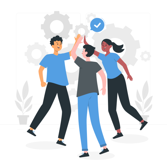 Illustration of a team giving each other a high five